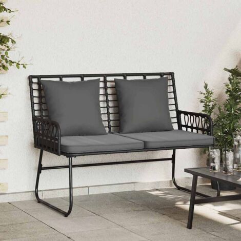Banc de jardin Noir et anthracite Rattan synthétique, acier vidaXL (1/5)