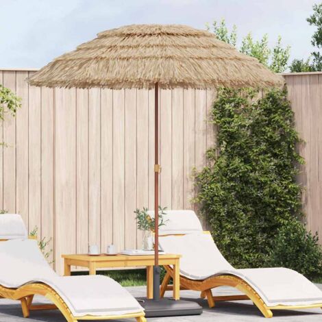 vidaXL Beach Parasol Natural 160 x 160 x 196 cm Polyester and Steel (1/5)
