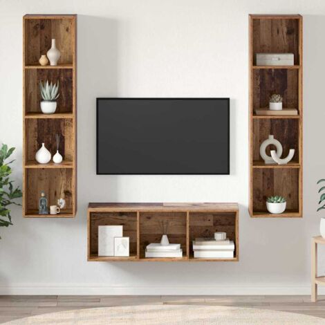 vidaXL TV Cabinet Set Wall-mounted 3 pcs Old Wood Engineered Wood (1/5)