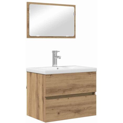 Ensemble de mobilier de salle de bain 3 pcs Chêne noir vidaXL