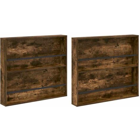 vidaXL Magazine Rack 2 pcs Smoked Oak 80 x 12 x 70 cm Engineered Wood