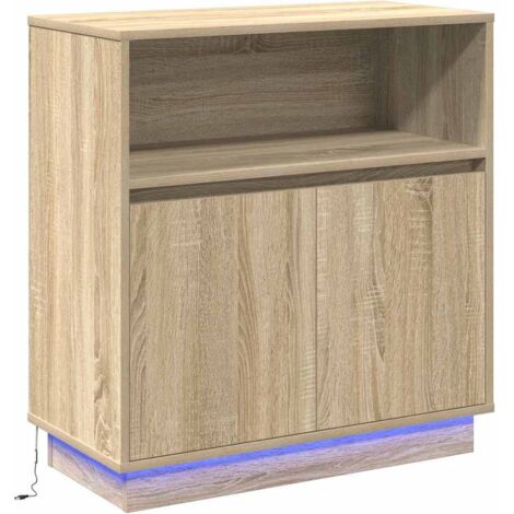 vidaXL  LED Sideboard  Sonoma Oak 71 x 34.5 x 75 cm Engineered Wood