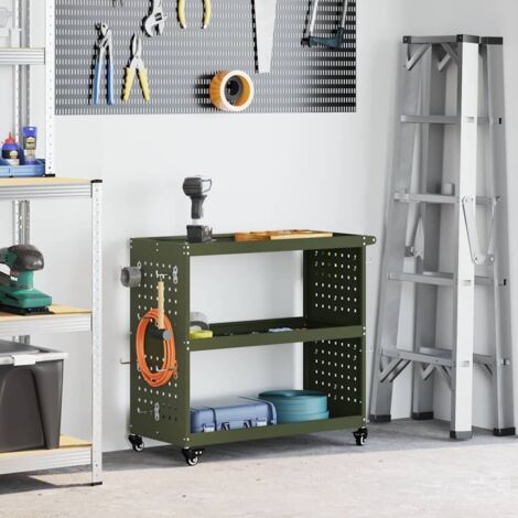 vidaXL Tool Trolley Olive Green 75 x 35 x 73 cm Cold-rolled Steel