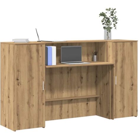Vidaxl – Bureau de réception chêne artisanal 180x50x103,5cm – Bois d'ingénierie résistant à l'humidité – Comptoir intégré pour bureaux et halls