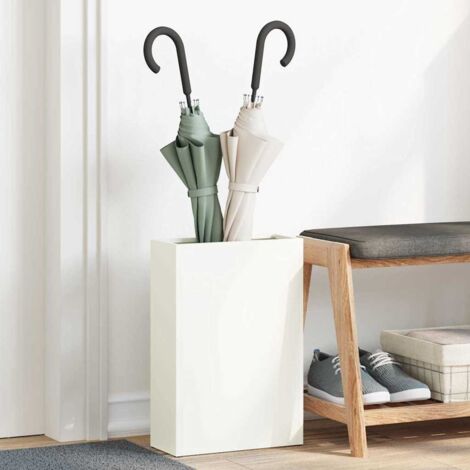 vidaXL Porte-parapluie avec stockage Blanc 28 x 12 x 41 cm Métal