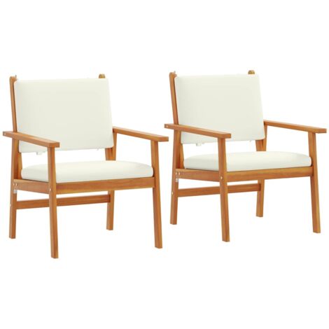 Chaise de jardin avec coussin 2 pcs Marron Bois d'acacia massif vidaXL