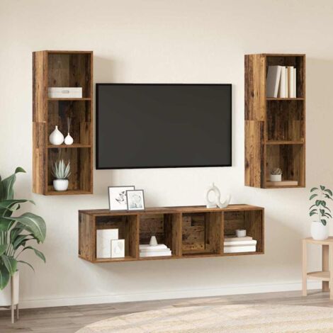 vidaXL TV Cabinet Set Wall-mounted 3 pcs Old Wood Engineered Wood (1/5)