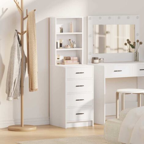 Vidaxl – Buffet haut avec tiroir blanc 40 x 41 x 135 cm – Bois aggloméré – Design contemporain pour salle à manger – Entretien facile