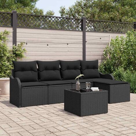 vidaXL Garden Sofa Set with Cushion 6 pcs Beige Poly rattan (1/5)
