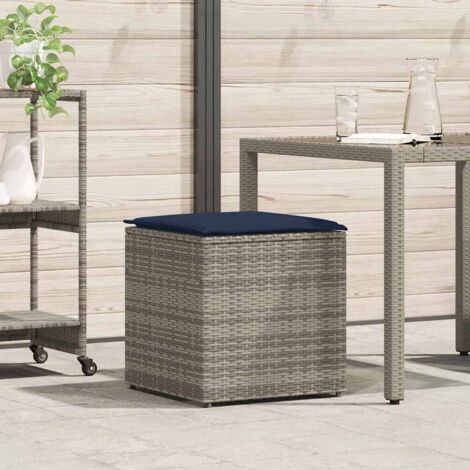vidaXL Cushion Box with Storage Grey 50 x 50 x 50 cm Poly Rattan