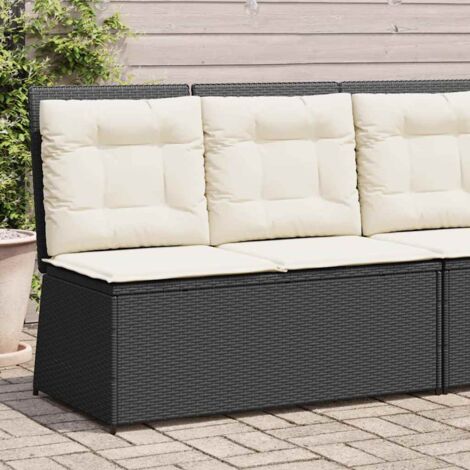 Vidaxl – Banc de jardin inclinable avec coussins – Résine tressée noire – Dossier réglable – Cadre en acier robuste – Pour 2 personnes (1/5)