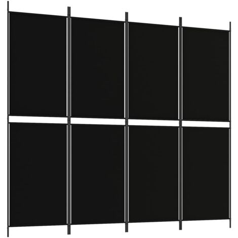 vidaXL 4-Panel Room Divider Black 200x180 cm Fabric