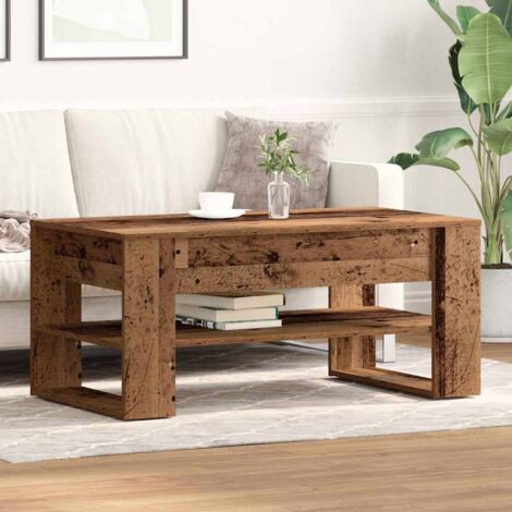 Vidaxl – Table basse fixe bois ancien 102 x 55 x 45 cm – Bois d'ingénierie – Avec étagère intégrée – Assemblage facile