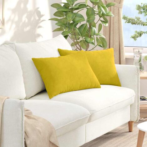 vidaXL  Sofa Pillows  2 pcs Yellow 60 x 40 cm Corduroy Fabric