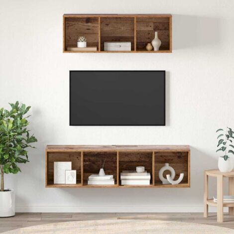 vidaXL TV Cabinet Set Wall-mounted 2 pcs Old Wood Engineered Wood (1/5)