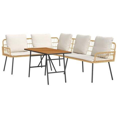 vidaXL  Garden Sofa Set  2 pcs Beige Poly Rattan (1/5)