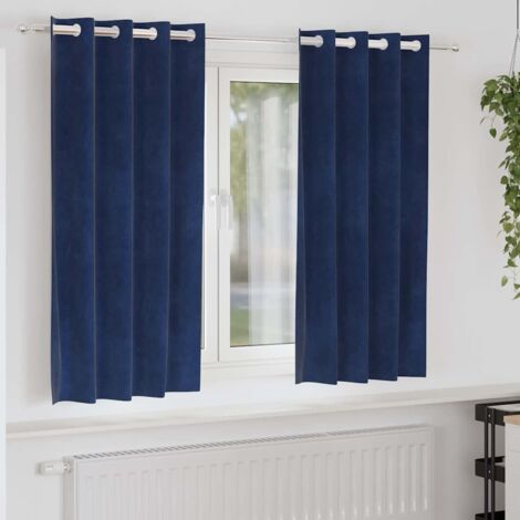 vidaXL Blackout Curtains 2 pcs Dark Blue 140 x 175 cm Velvet (1/5)