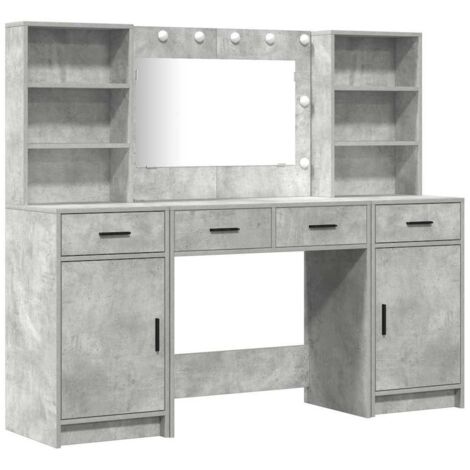 vidaXL Dressing Table Set with LED 3 pcs Concrete Grey Engineered Wood (1/5)