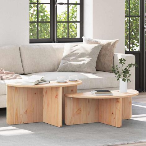 Table basse 2 pcs Naturel 79 x 39,5 x 40 cm Bois massif en pin vidaXL (1/5)