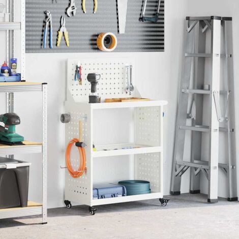 vidaXL  Tool Trolley  White 65 x 35 x 111 cm Cold-rolled Steel