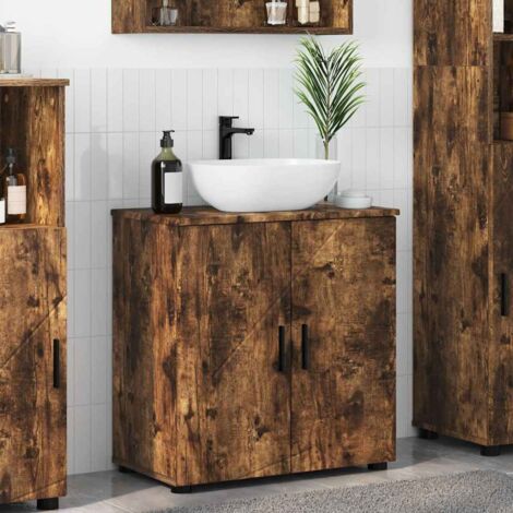 Cabinet de salle de bain avec porte Chêne fumé 61 x 35 x 64 cm vidaXL