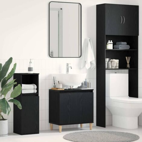 Vidaxl – Meuble sous vasque simple noir en bois d'ingénierie 58 x 33 x 60 cm – Design moderne avec étagères – Parfait pour salles de bain