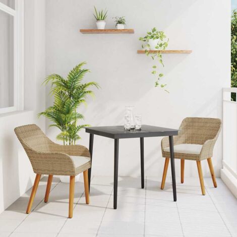 vidaXL Garden Dining Set with Cushion 3 pcs Beige Poly Rattan (1/5)
