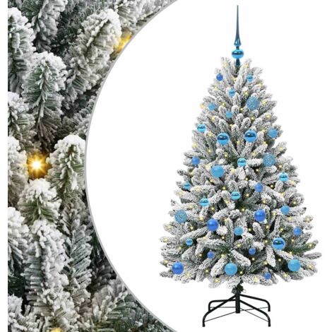 vidaXL Artificial Christmas Tree Green and White 150 cm PVC and Metal