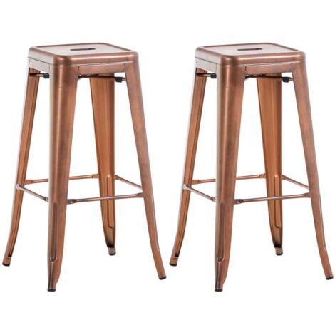 Lot de 2 tabourets de bar Joshua V2 en métal Cuivre (1/5)
