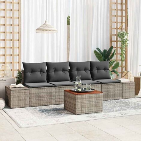 vidaXL  Garden Sofa Set  with Cushion 5 pcs Grey Poly Rattan (1/5)