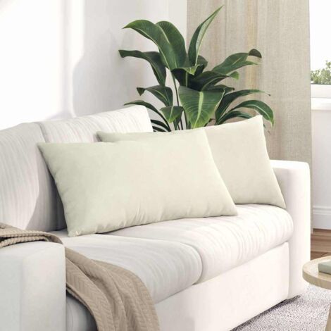 vidaXL Sofa Pillows 2 pcs Cream 80 x 40 cm Corduroy Fabric
