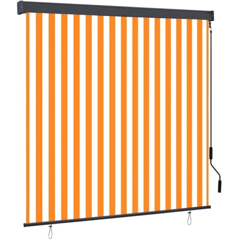 Store roulant d'extérieur 160x250 cm Blanc et orange vidaXL