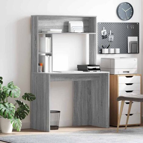 vidaXL  Desk  with Shelf Grey Sonoma 91 x 50 x 149 cm Engineered Wood