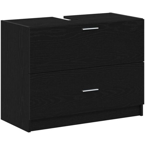Vidaxl – Meuble sous vasque noir 78x37x59 cm – Bois d'ingénierie – Finition mate – 2 tiroirs spacieux pour rangement salle de bain