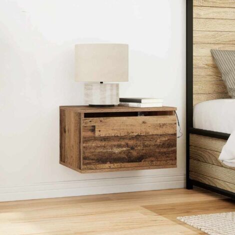 Table de chevet murale avec bande LED 2 pcs Bois Ancien vidaXL
