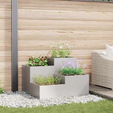 vidaXL Cache-pot de jardin Argent 100 x 100 x 60 cm Acier inoxydable