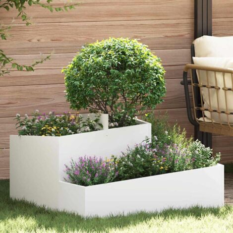 Cache-pot de jardin Blanc 80 x 80 x 50 cm Acier laminé à froid vidaXL