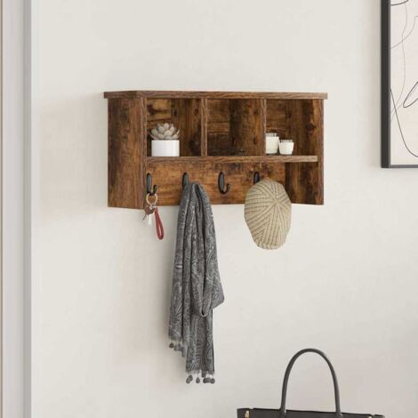 Porte-manteau mural avec étagère Chêne fumé 50 x 16 x 26 cm vidaXL