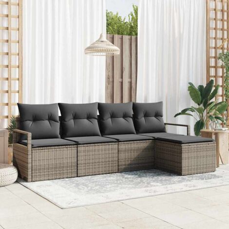 vidaXL Ensemble de canapé de jardin avec coussin 5 pcs Gris (1/5)
