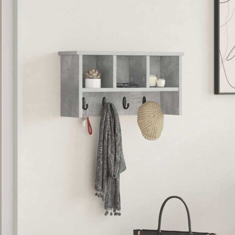 Porte-manteau mural avec étagère Gris béton 50 x 16 x 26 cm vidaXL