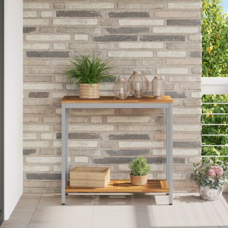 vidaXL Table de jardin avec stockage Naturel et gris 80 x 35 x 75 cm (1/5)