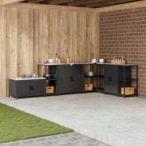 Étagère de rangement de cuisine avec étagère Noir Acier vidaXL