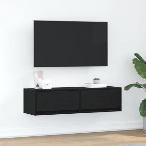 Vidaxl – Meuble TV mural chêne noir 100 x 31 x 25.5 cm – Bois d'ingénierie – Rangement modulable pour appareils électroniques (1/5)
