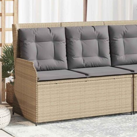 Banc inclinable de jardin avec coussins beige résine tressée vidaXL (1/5)