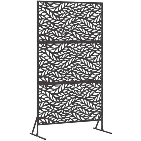 Vidaxl – Écran de confidentialité en acier noir 100 x 50 x 180 cm – Design à découpes modernes – Résistant aux intempéries – Assemblage facile (1/5)