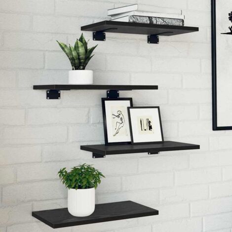 Vidaxl – Planches de bibliothèque 4 pièces en chêne noir 40x20x1,5 cm – Bois d'ingénierie texturé – Étagères flottantes modernes pour salon et bureau