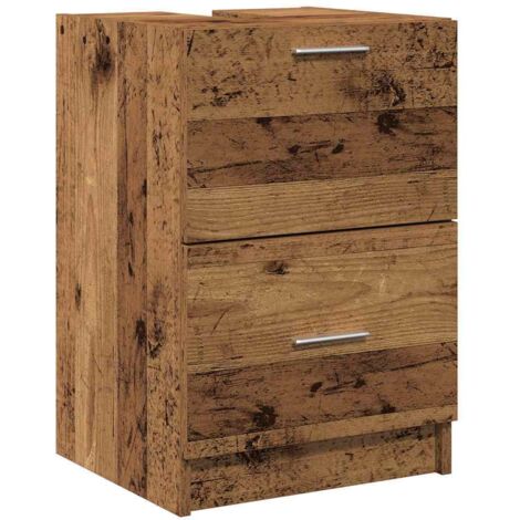 Vidaxl – Meuble sous vasque simple bois vieilli 40x37x59 cm – MDF solide avec finition mate – Rangement efficace avec 2 tiroirs spacieux (1/5)