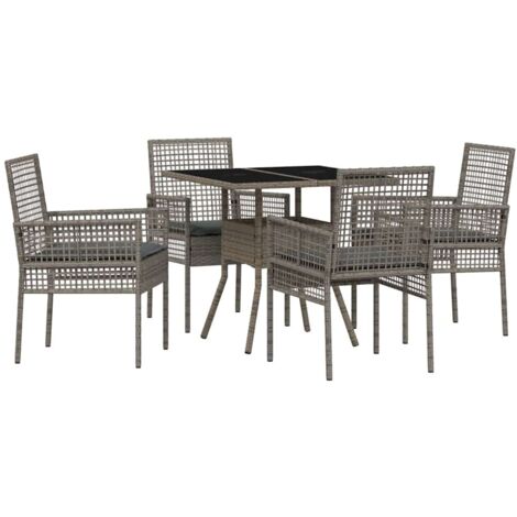 vidaXL  Garden Dining Set  5 pcs Grey Poly Rattan (1/5)