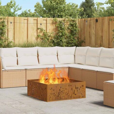 vidaXL Fire Pit Brown 80 x 80 x 30 cm Weathering Steel