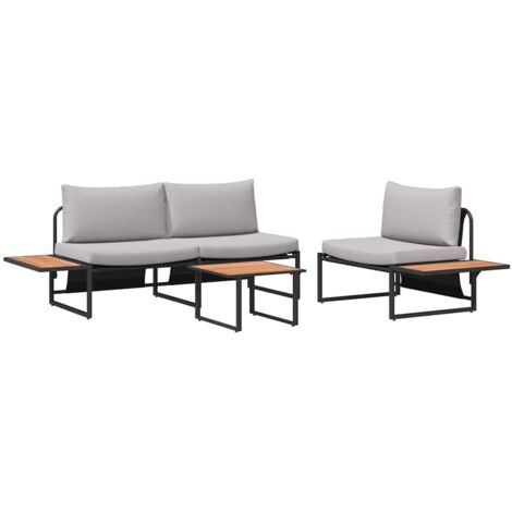 vidaXL Garden Dining Set 3 pcs Light Grey Steel (1/5)